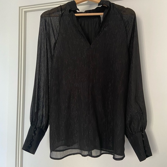 NWOT Glittery Balloon sleeve high neck blouse - Picture 7 of 8